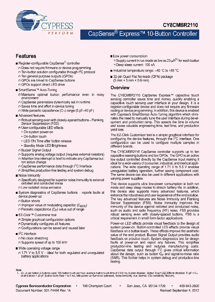 CY8CMBR2110-24LQXI_5454882.PDF Datasheet