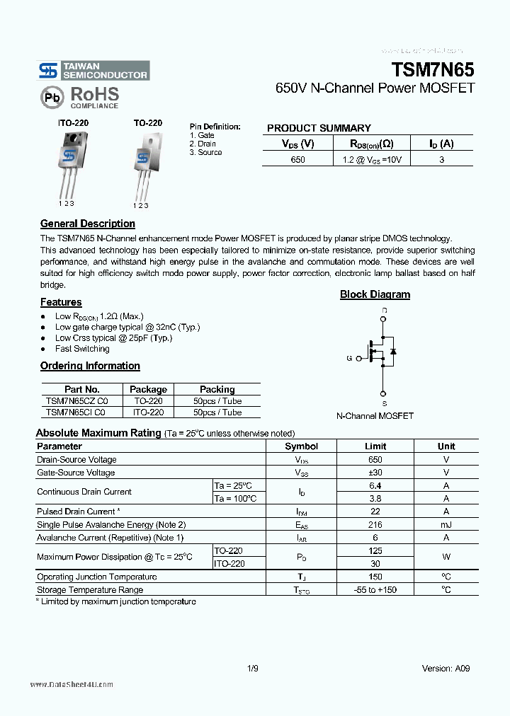 TSM7N65_5455159.PDF Datasheet