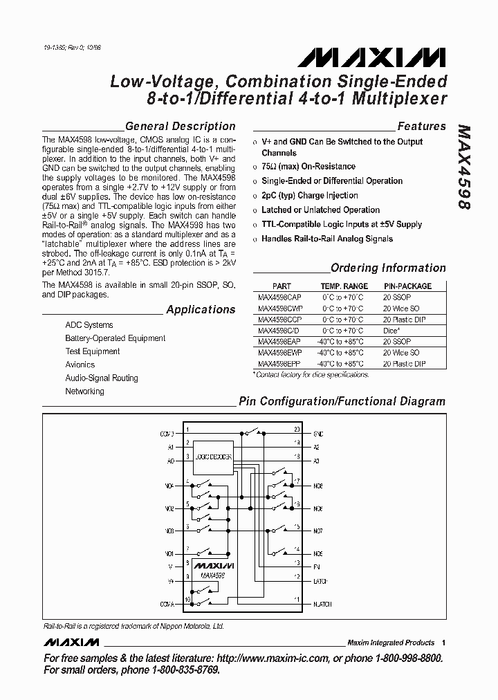 MAX4598CAPT_5456612.PDF Datasheet