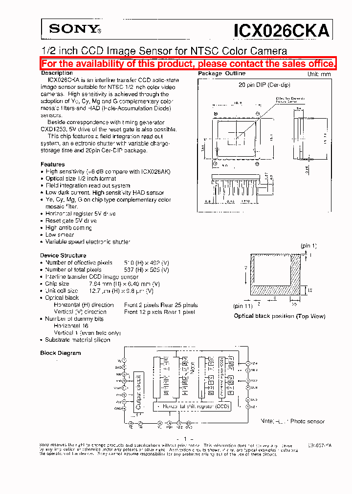 ICX026CKA_5458869.PDF Datasheet