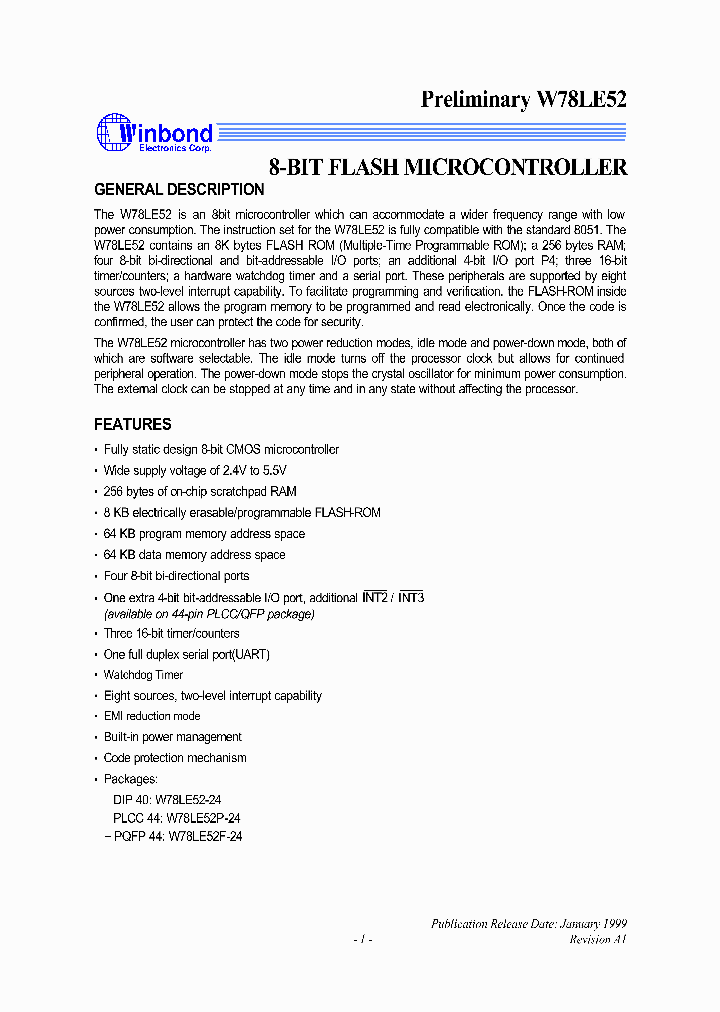 W78LE52PF_5474782.PDF Datasheet