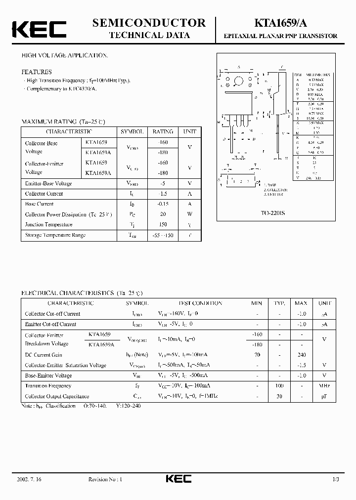 KTA1659_5477758.PDF Datasheet