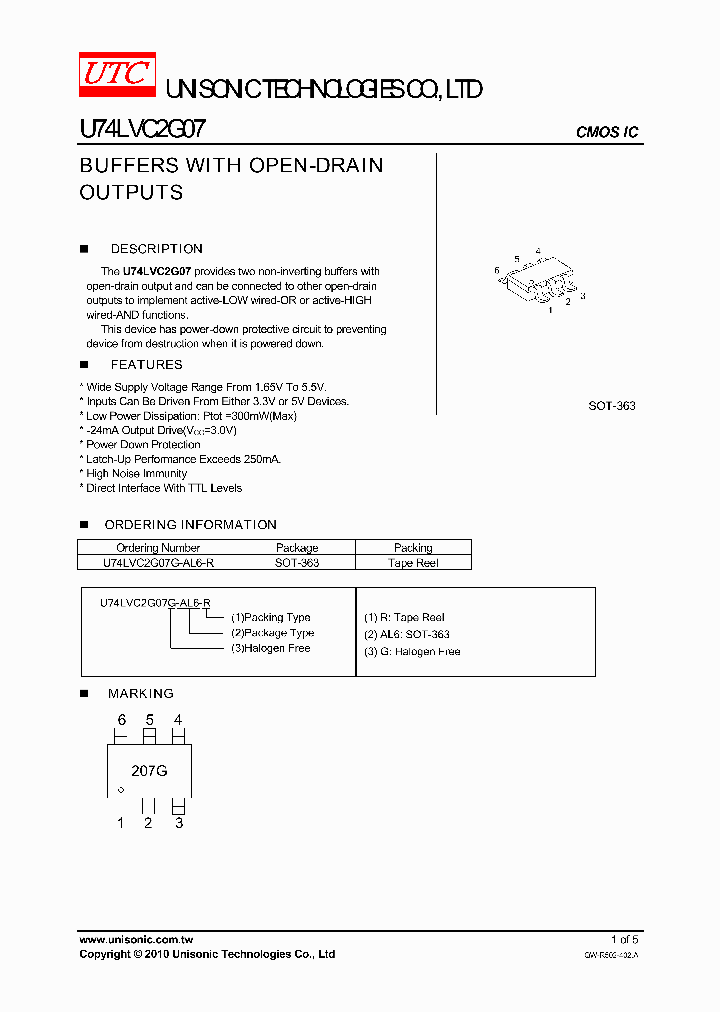U74LVC2G07G-AL6-R_5485774.PDF Datasheet