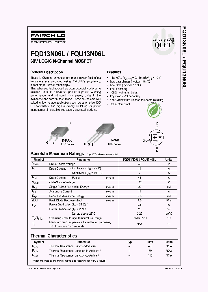 FQU13N06L09_5488614.PDF Datasheet