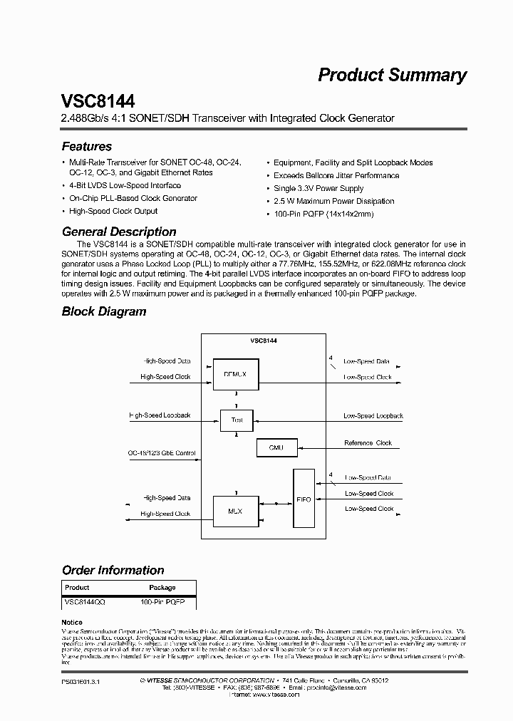 VSC8144_5490770.PDF Datasheet