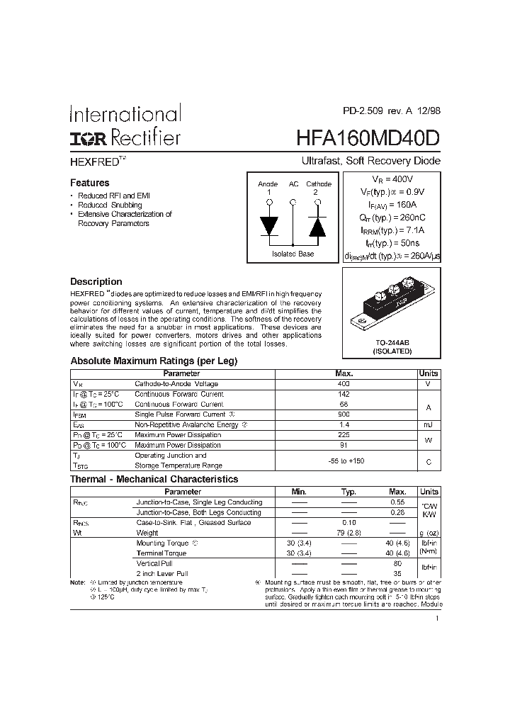 HFA160MD40D_5509291.PDF Datasheet