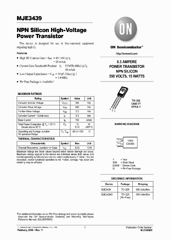 MJE3439G_5523981.PDF Datasheet