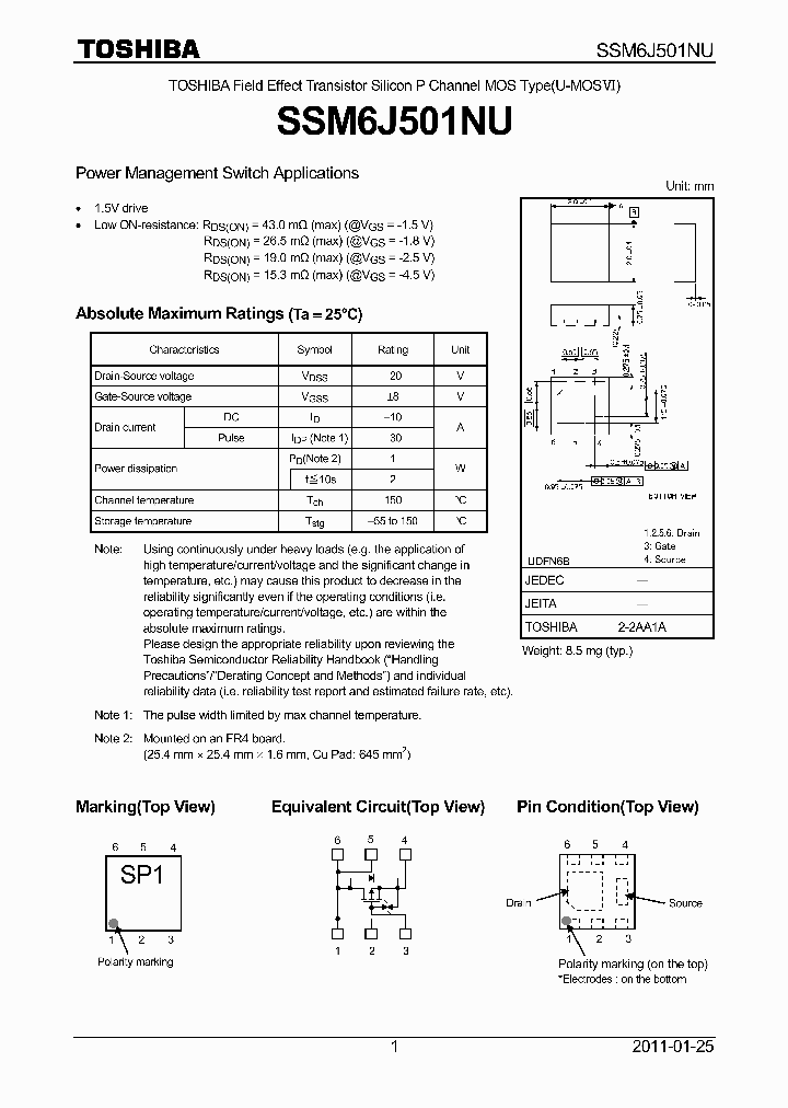 SSM6J501NU_5524713.PDF Datasheet