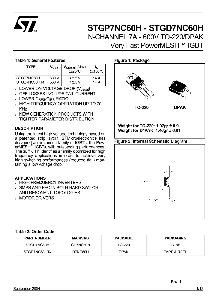 STGD7NC60HT4_5534089.PDF Datasheet
