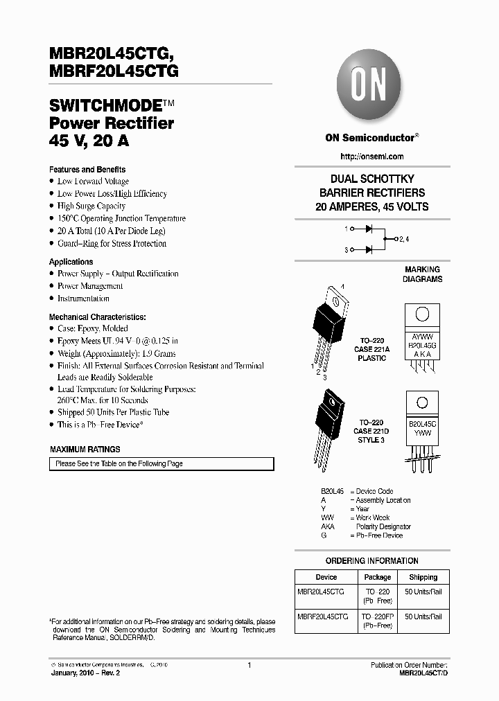 MBR20L45CTG_5539886.PDF Datasheet