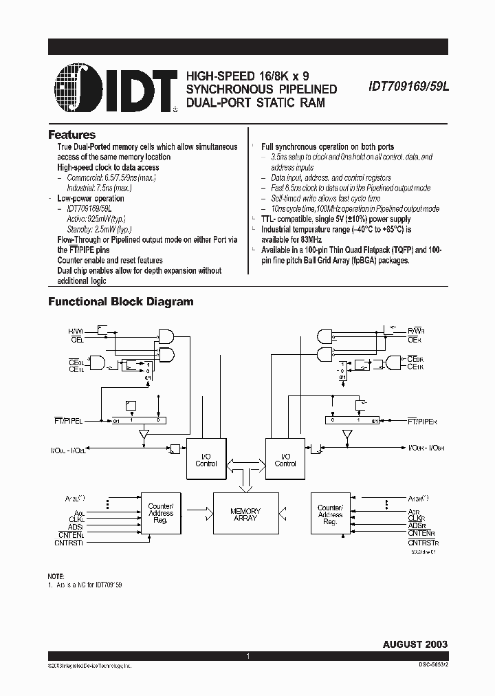 IDT709159L6BF_5542794.PDF Datasheet