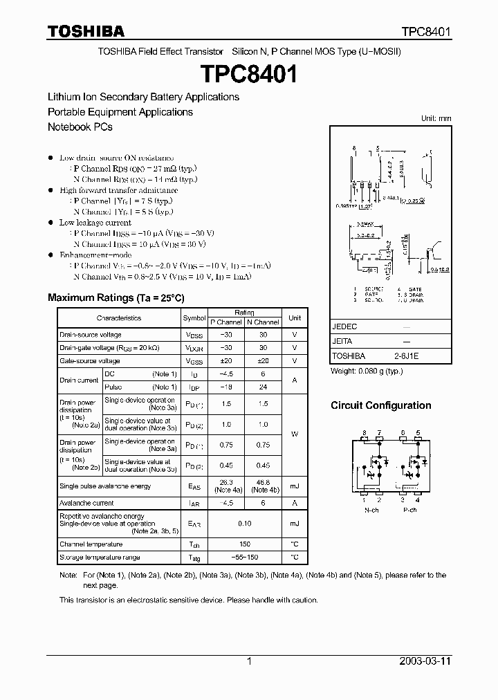 TPC8401_5543263.PDF Datasheet