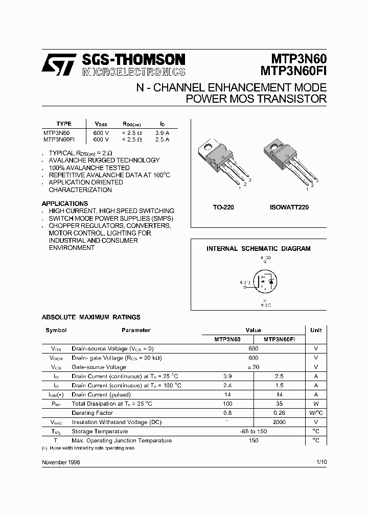 MTP3N60FI_5546459.PDF Datasheet