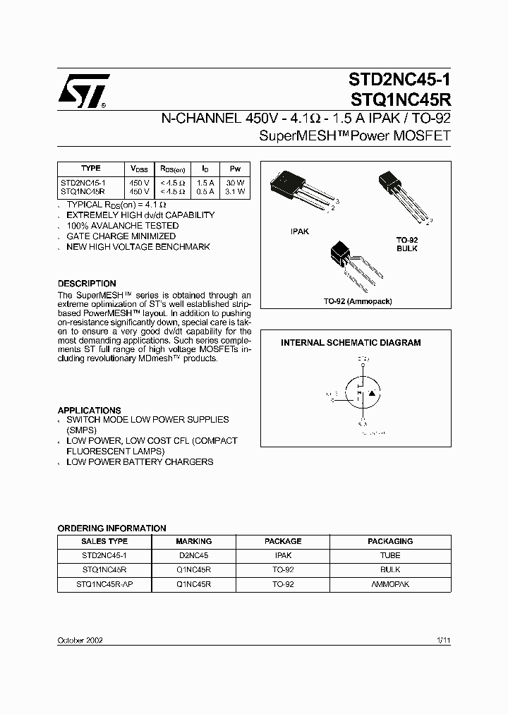 STQ1NC45R_5546725.PDF Datasheet