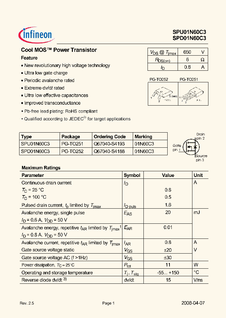 SPU01N60C308_5547092.PDF Datasheet