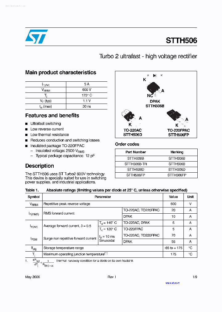 STTH506_5553302.PDF Datasheet