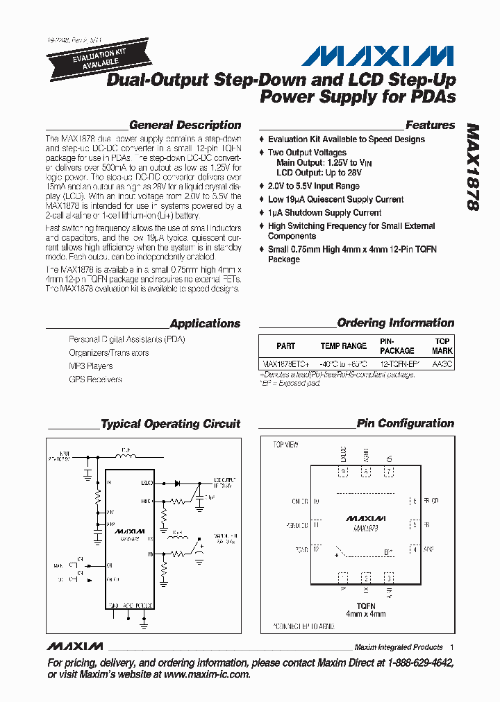 MAX1878ETC_5561471.PDF Datasheet