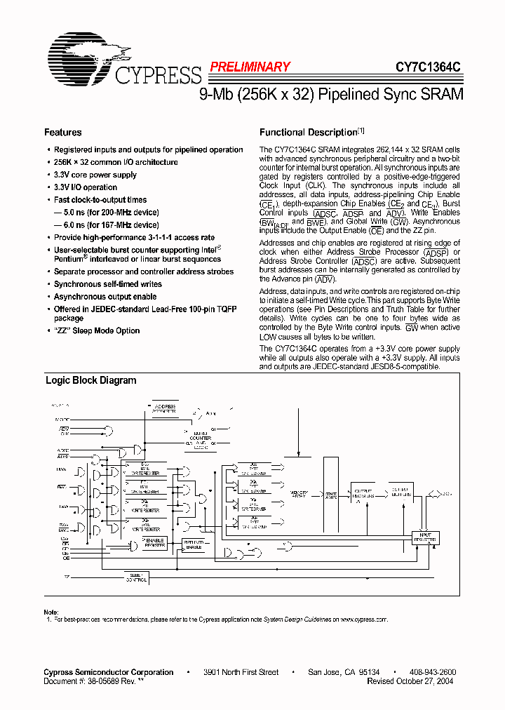 CY7C1364C_5563335.PDF Datasheet