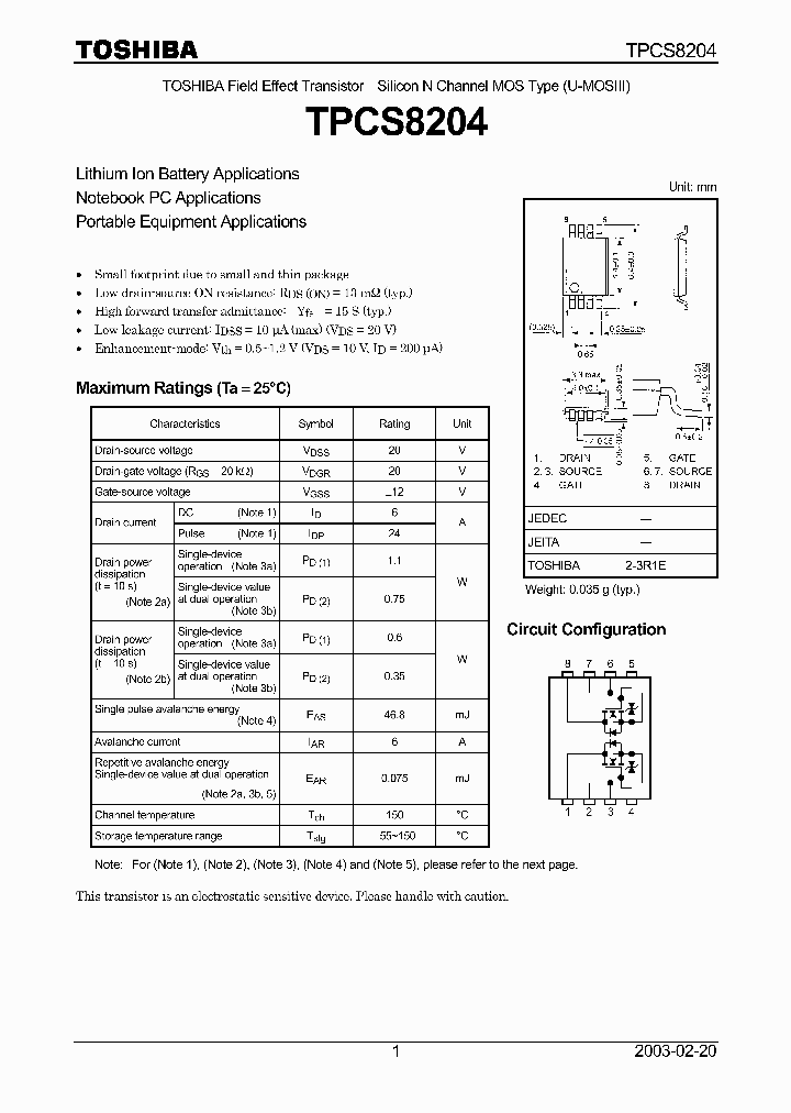 TPCS8204_5565751.PDF Datasheet