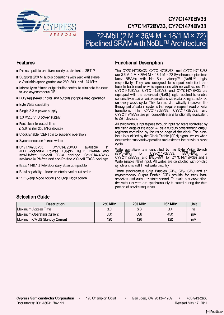 CY7C1470BV33-200AXC_5567793.PDF Datasheet