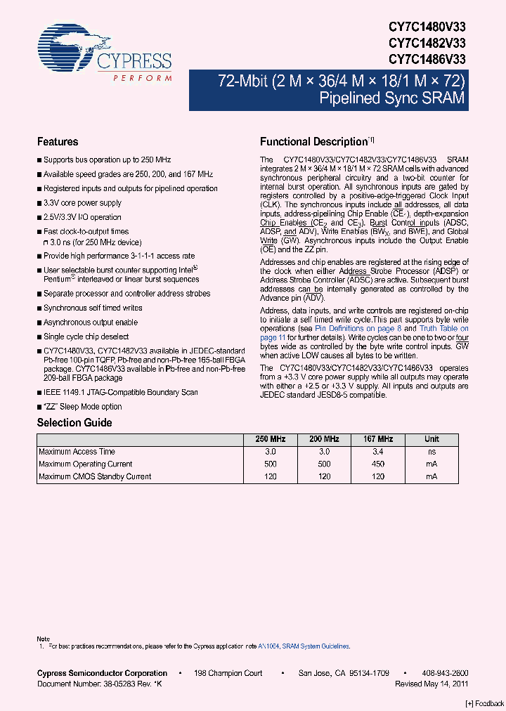 CY7C1480V33-200AXC_5567802.PDF Datasheet