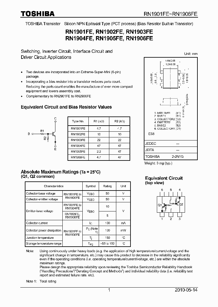 RN1901FE_5571734.PDF Datasheet