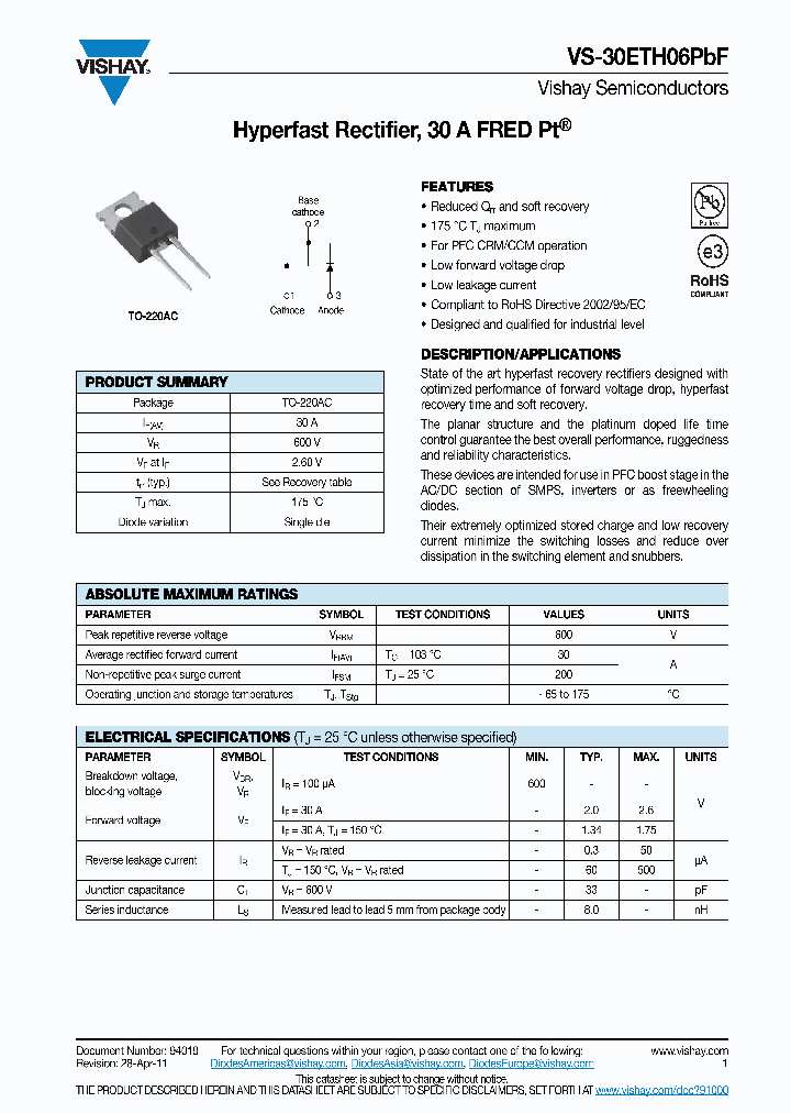 30ETH06PBF_5576326.PDF Datasheet