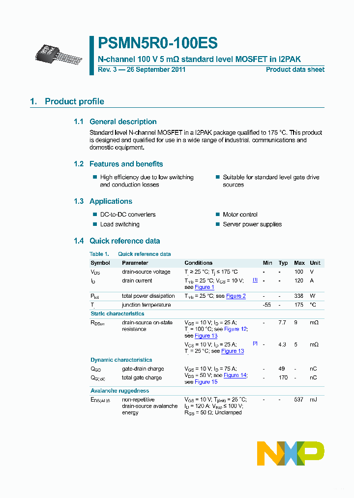 PSMN5R0-100ES_5578639.PDF Datasheet