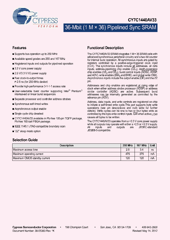 CY7C1440AV33-250AXC_5581401.PDF Datasheet