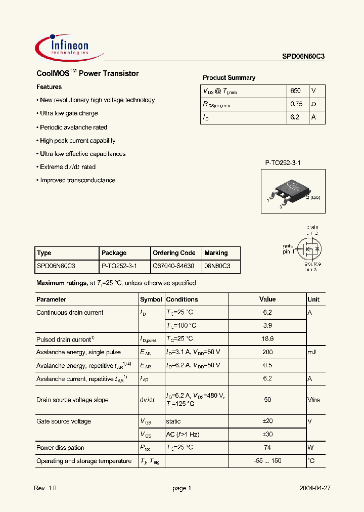 SPD06N60C3_5588077.PDF Datasheet