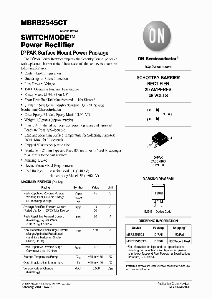 MBRB2545CTT4_5595642.PDF Datasheet