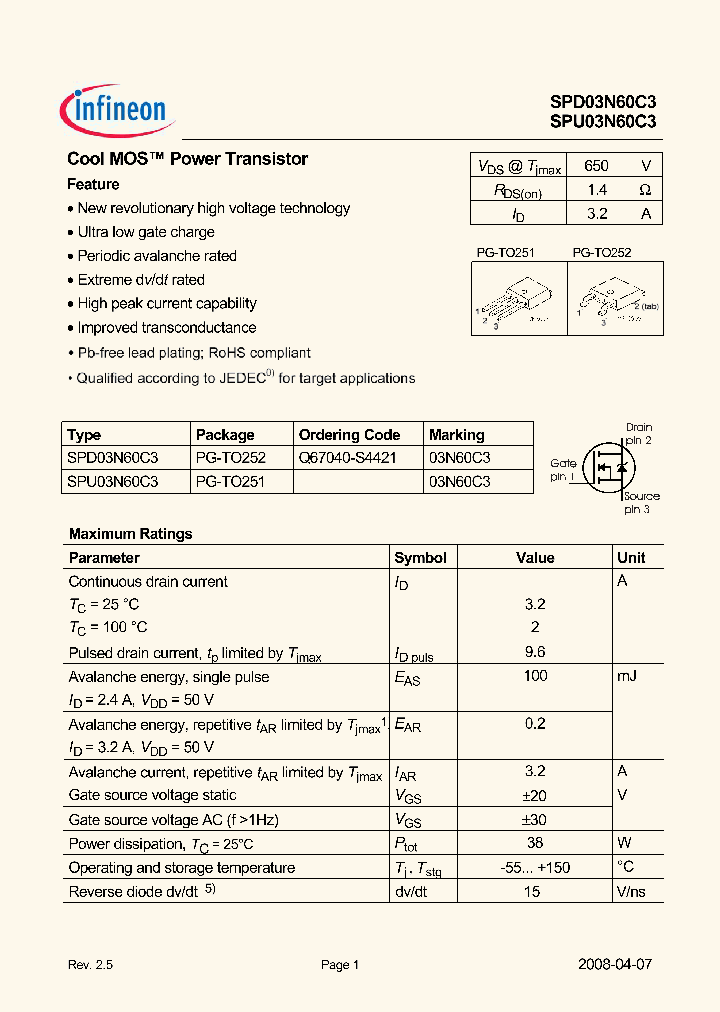 SPD03N60C308_5600511.PDF Datasheet