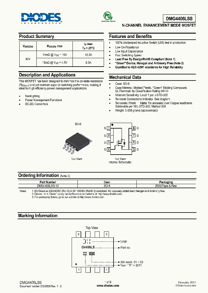 DMG4406LSS_5606035.PDF Datasheet