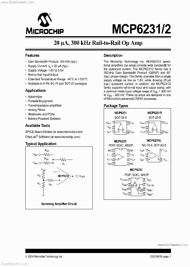 MCP6231_5616848.PDF Datasheet