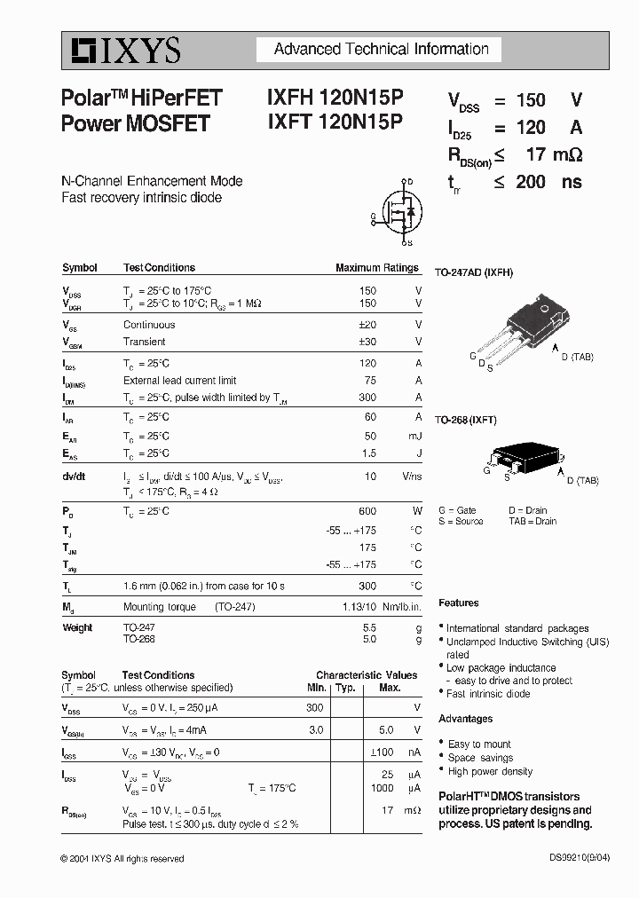 IXFH120N15P_5608570.PDF Datasheet