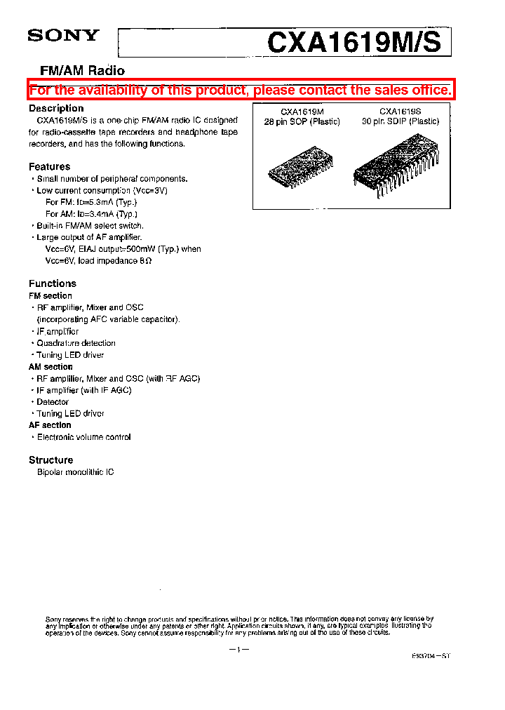 CXA1619MS_5623392.PDF Datasheet