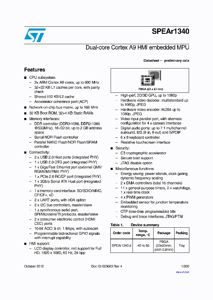 SPEAR1340_5627500.PDF Datasheet
