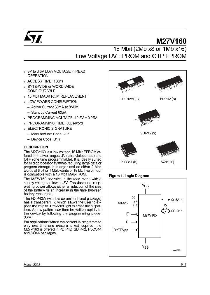 M27V160-100K1_5640554.PDF Datasheet