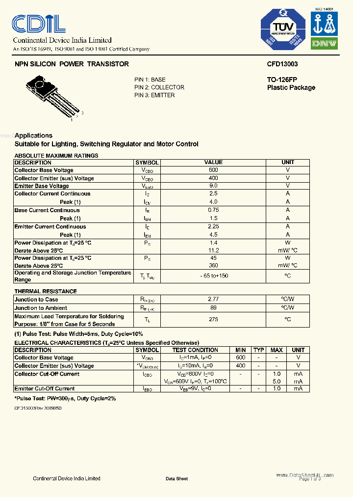 CFD13003_5637636.PDF Datasheet