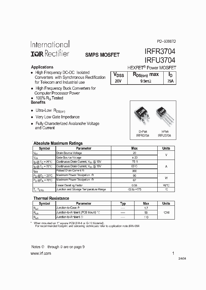 IRFR3704TR_5656060.PDF Datasheet
