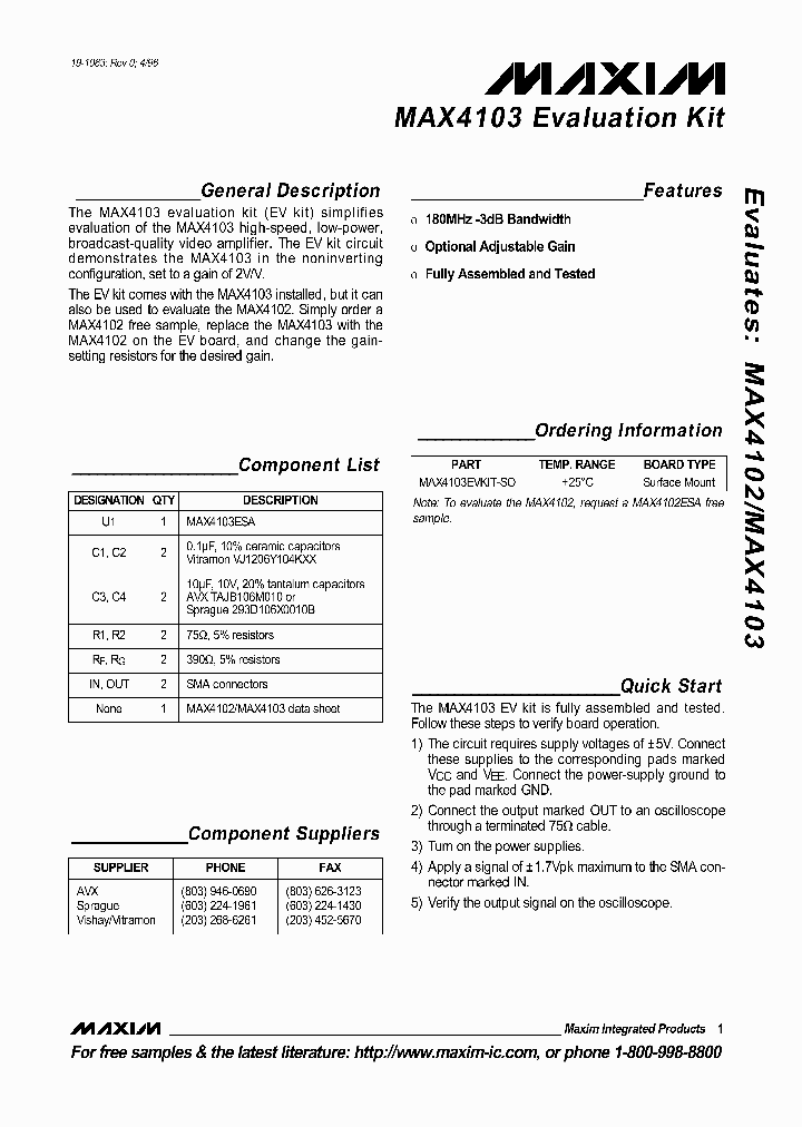 MAX4102EVKIT_5656780.PDF Datasheet
