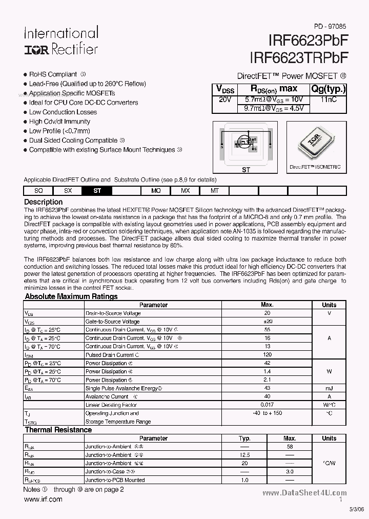 IRF6623PBF_5658825.PDF Datasheet
