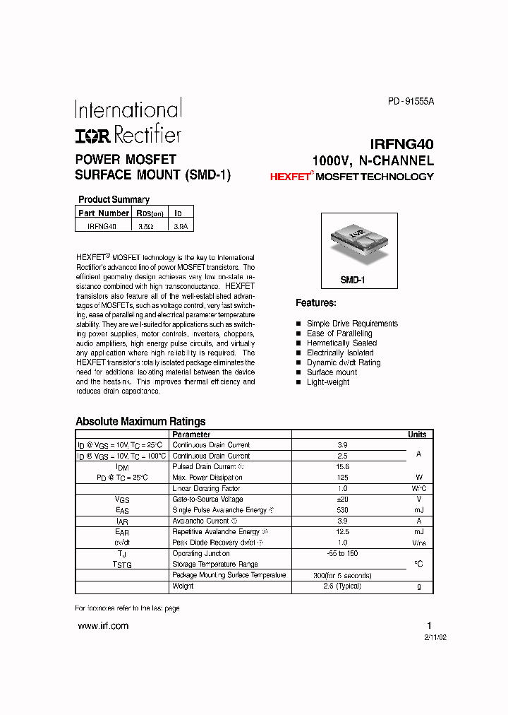 IRFNG40_5658870.PDF Datasheet