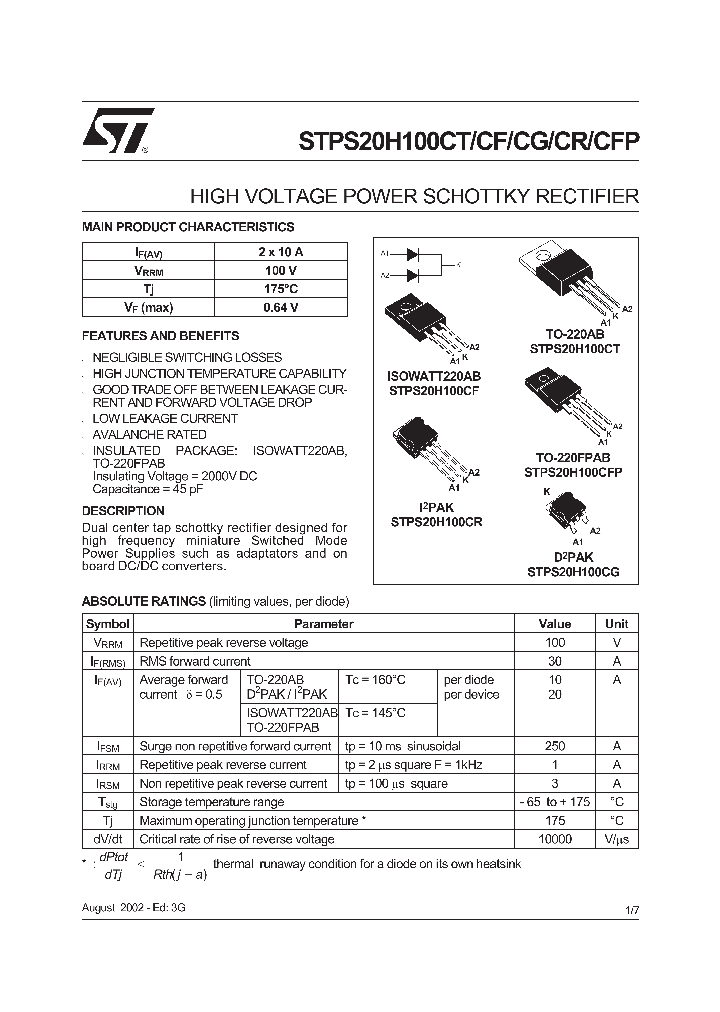 STPS20H100CR_5665607.PDF Datasheet