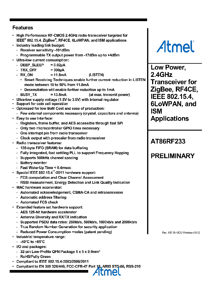 AT86RF233_5681806.PDF Datasheet