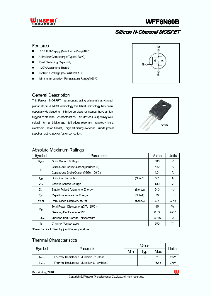 WFF8N60B_5685739.PDF Datasheet