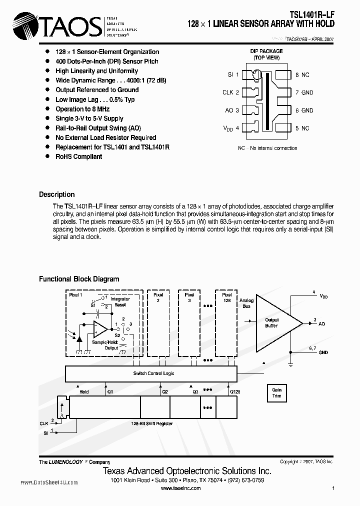 TSL1401R-LF_5690349.PDF Datasheet