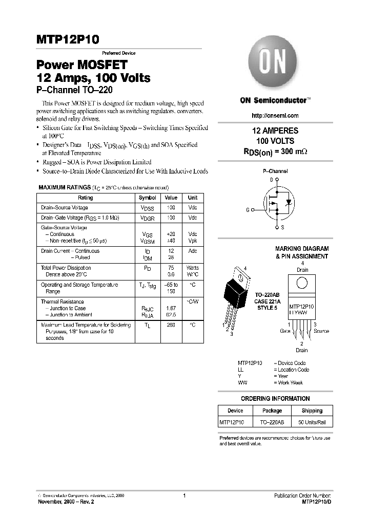 MTP12P10-D_5689951.PDF Datasheet