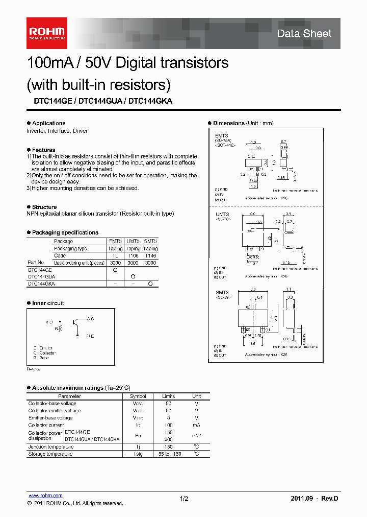 DTC144GKA_5696293.PDF Datasheet
