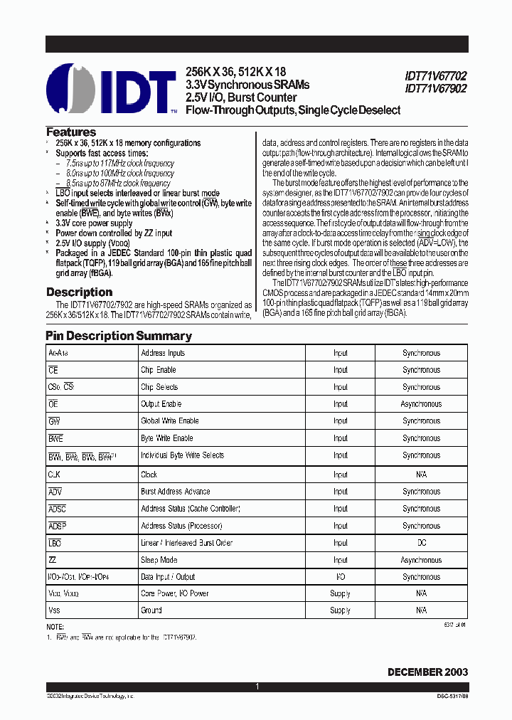IDT71V67702S80BQ_5697966.PDF Datasheet